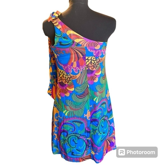 Banana Republic X Trina Turk Coachella Floral Silk One Shoulder Dress, size 0 - Picture 3 of 14